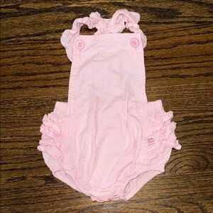 Ruffle Butts Pink Baby Romper with Ruffle Details 6-12 months